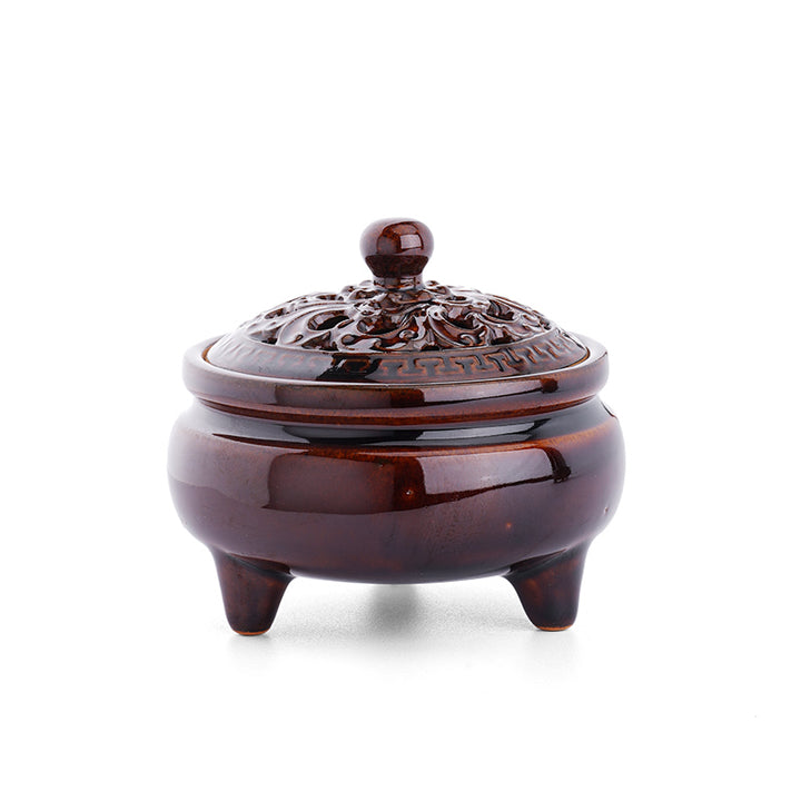 Lotus Three-Legged Ceramic Incense Burner