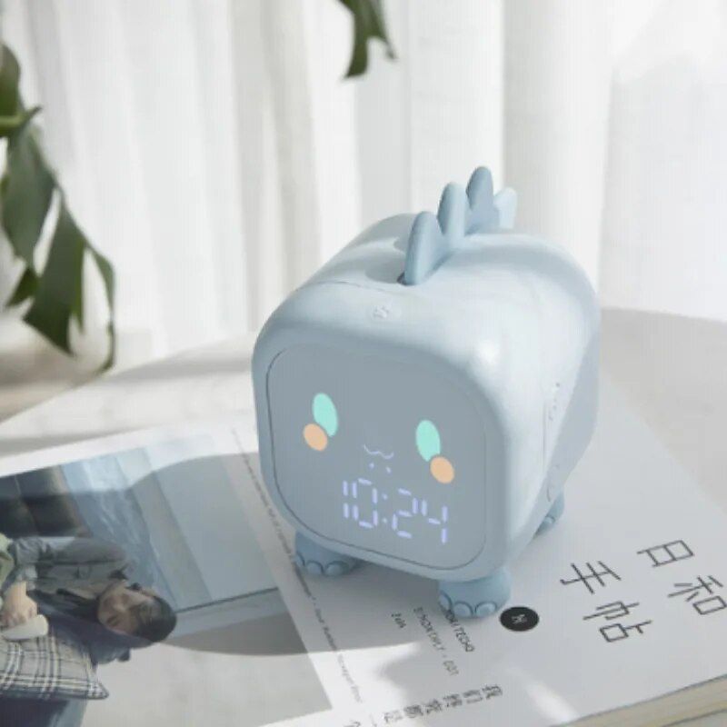 Dinosaur-Themed Kids' Alarm Clock with Voice Control and Night Light