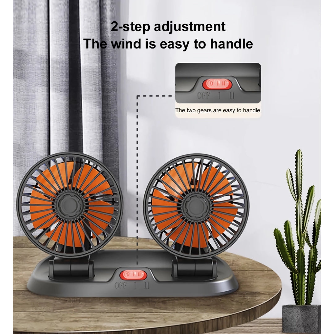 Adjustable Dual Head USB Car Fan