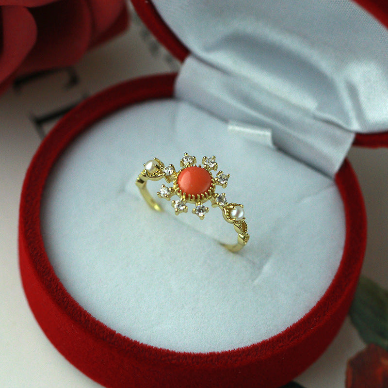 Women's Silver Vintage Natural Pearl Resin Ring
