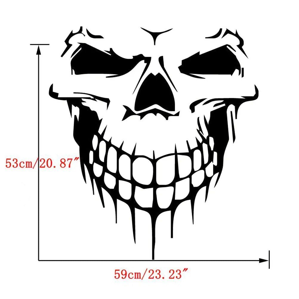 18" Matte Black Skull Hood Decal