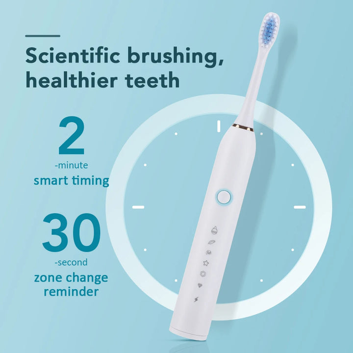 Rechargeable Sonic Electric Toothbrush with 6 Modes, Tartar Remover & Whitening Tool