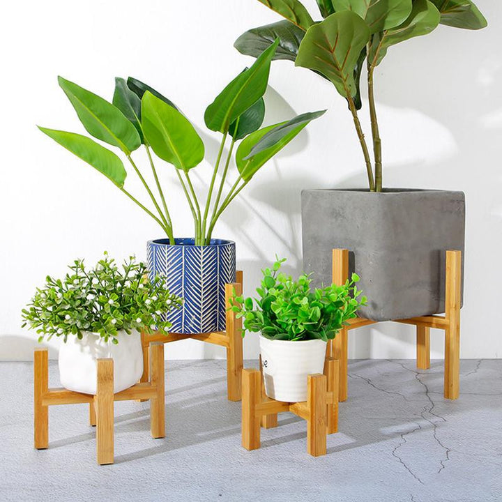Adjustable Bamboo Plant Stand with Tray