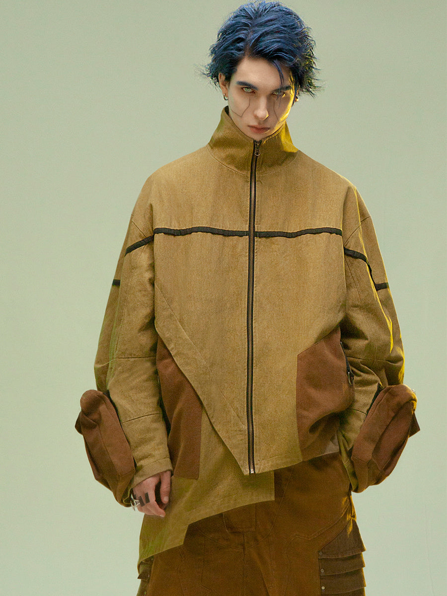 Asymmetric Medium And Long Sandstone Wind Coat