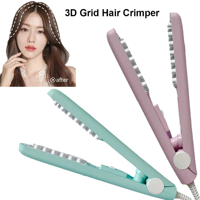 Mini Ceramic 3D Grid Hair Crimper & Curler - Volumizing Styling Tool for Women