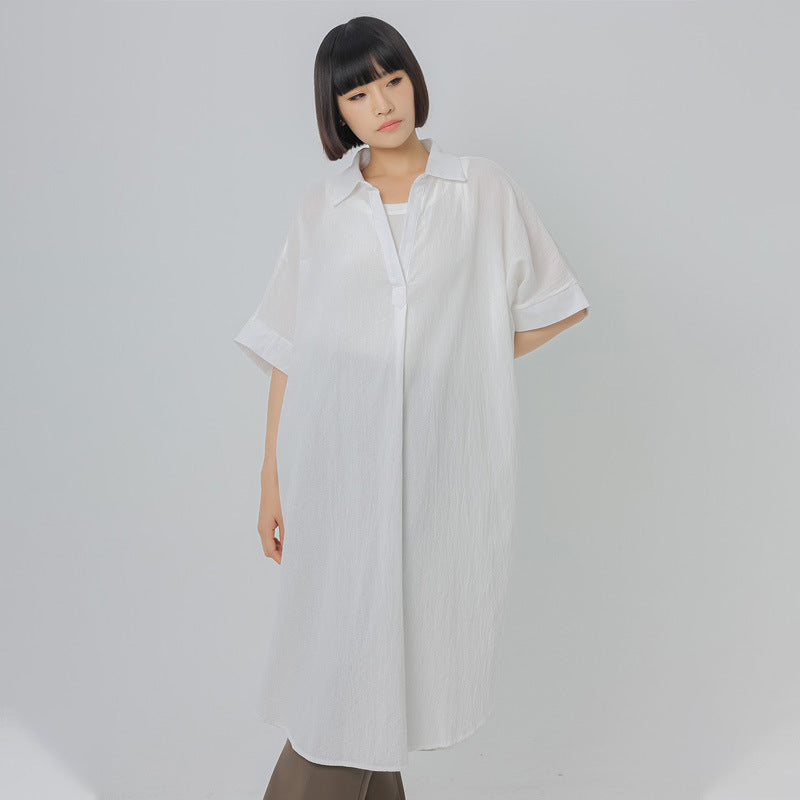 4 Color Cotton Linen Dress Women's Short Sleeve Loose