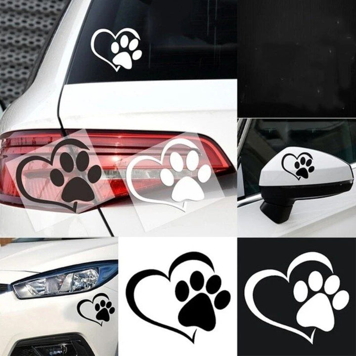 Adorable Heart & Paw Print Car Sticker