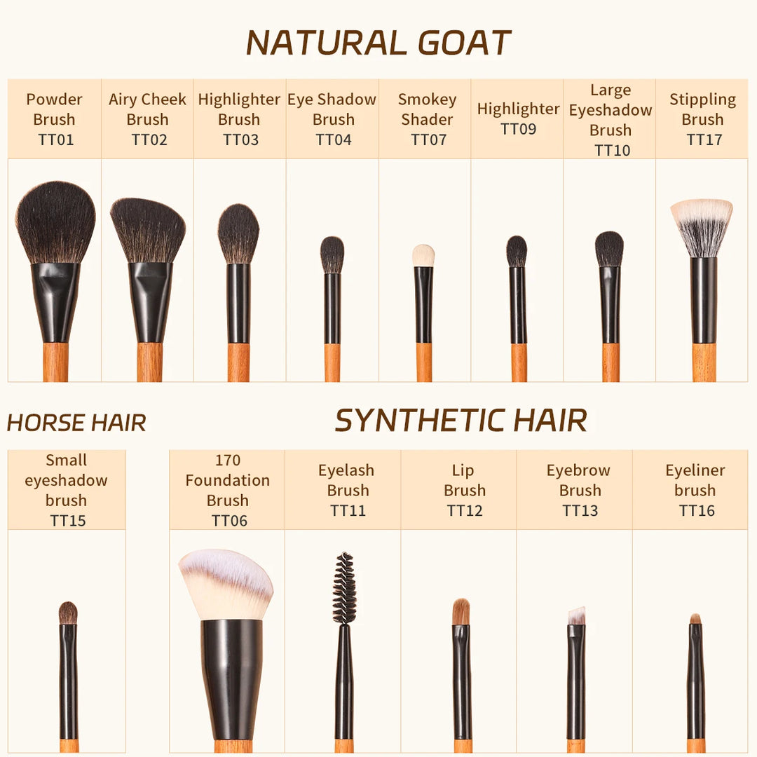 16PCS Natural-Synthetic Makeup Brush Set