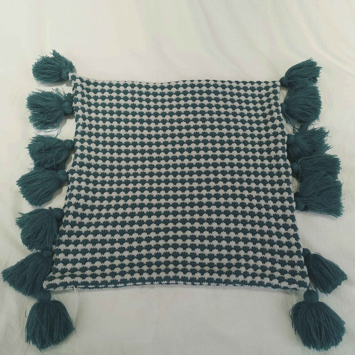 Spot Plaid Tassel Cushion Cover