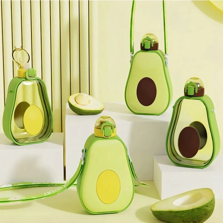 600ml Avocado Kids Water Bottle with Straw