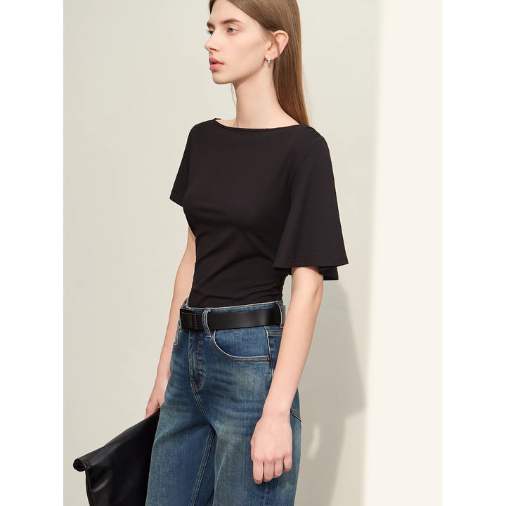 Minimalist Asymmetric Slash Neck Women's T-Shirt