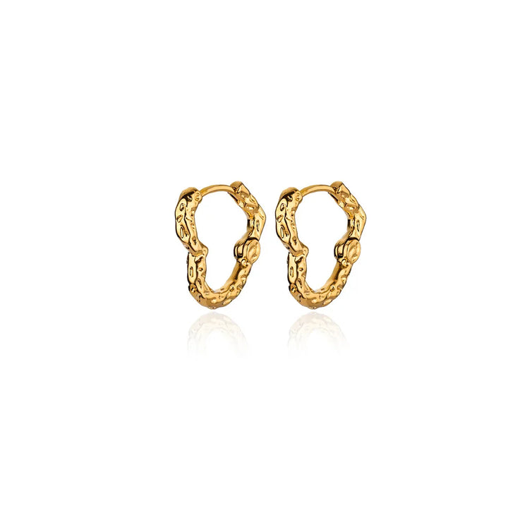 Gold Heart Hoop Earrings - Minimalist Stainless Steel Jewelry