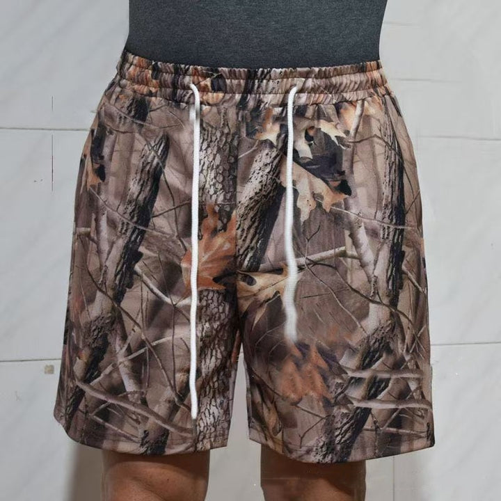 Women's Loose Casual Drawstring Branch Camouflage Printing Shorts