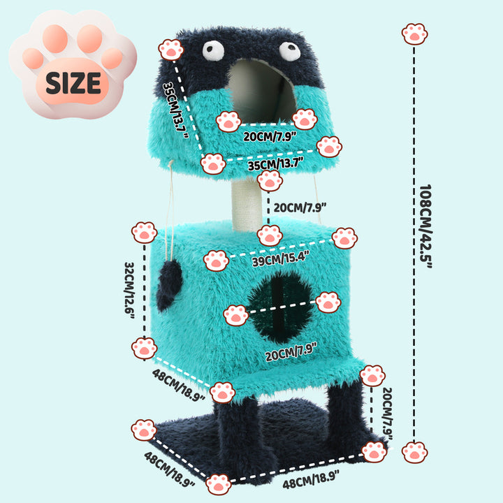 Charming Monster-Themed Multi-Level Cat Tree with Cozy Condos and Scratching Posts