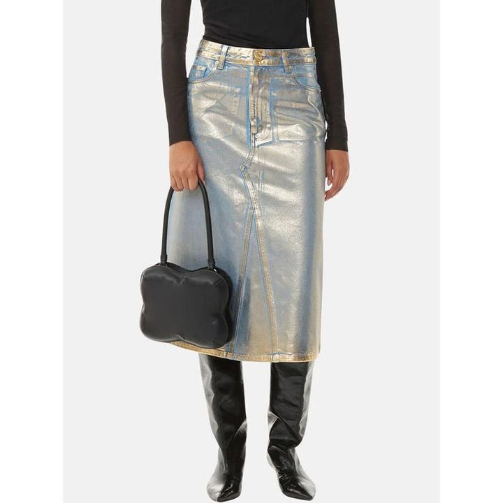 Glossy Minimalist Denim Skirt