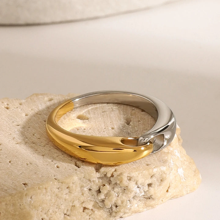 18K Gold & Silver Colorblock Chain Ring