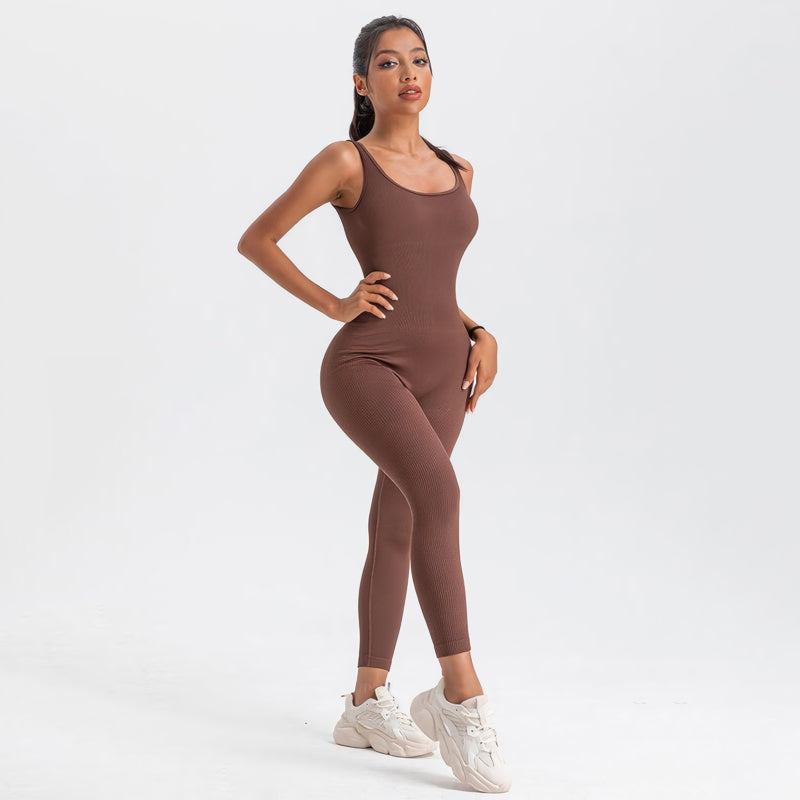 Square Neck Bodycon Yoga Jumpsuit