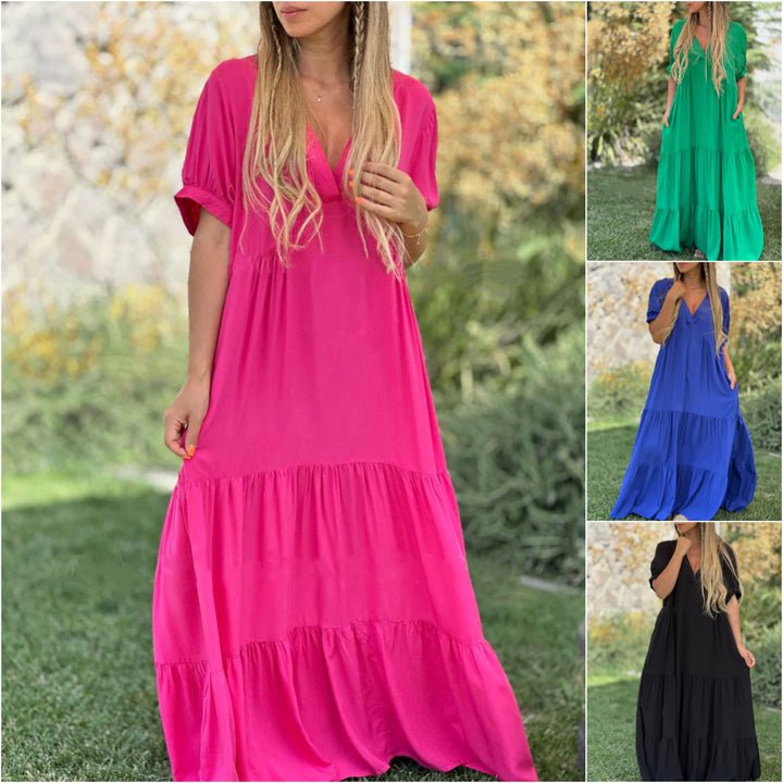 Women's Fashion Casual V-neck Long Dress