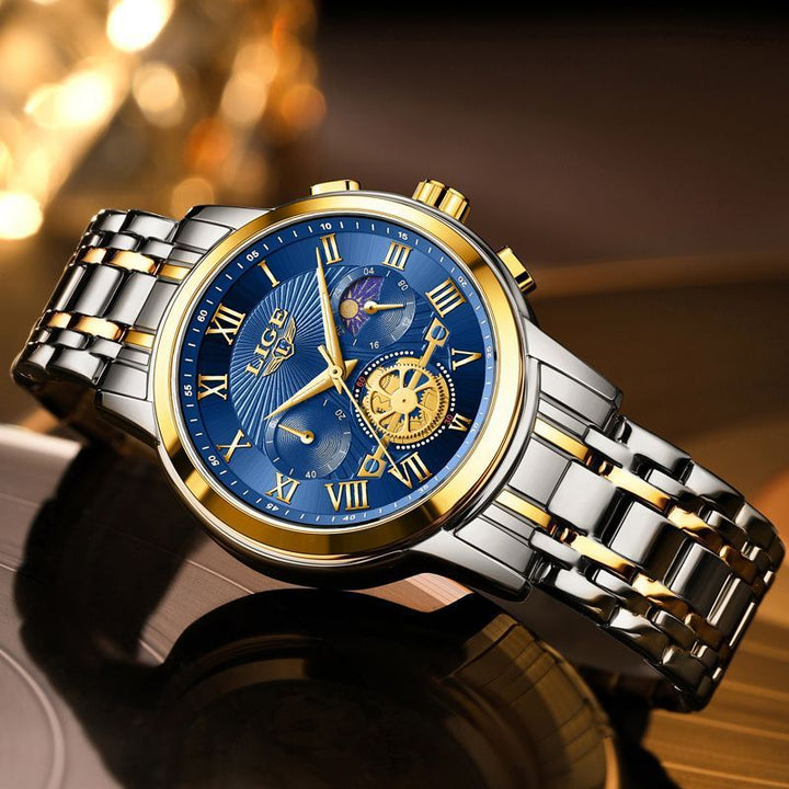 Men's Quartz Watch Luminous Moon Phase Multifunctional