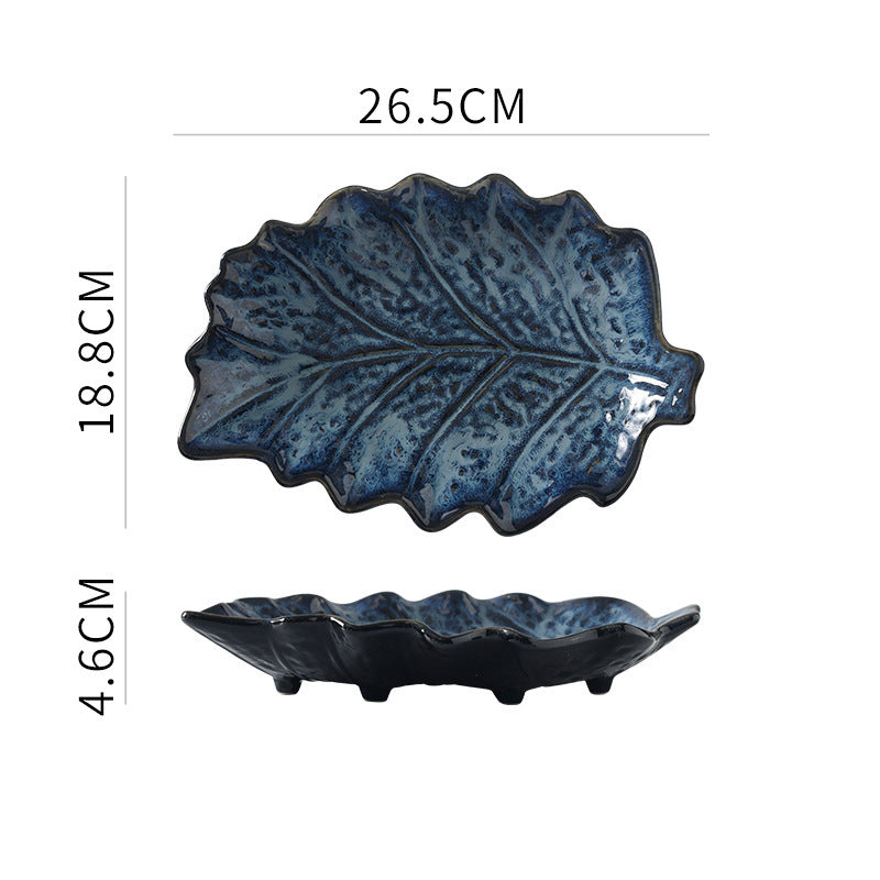 Japanese Fish Creative Leaf Dinner Household Kiln Changed Ceramic Dinner Plate