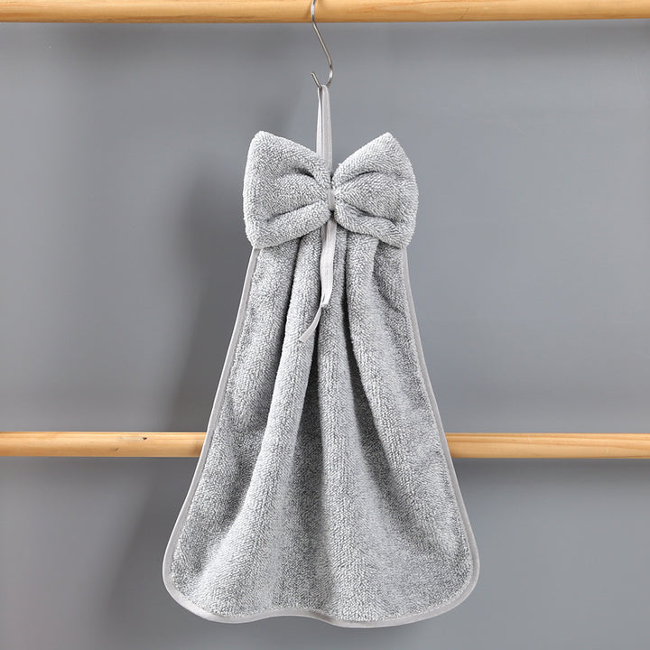 Bowknot Coral Velvet Hand Towels for Kitchen & Bathroom