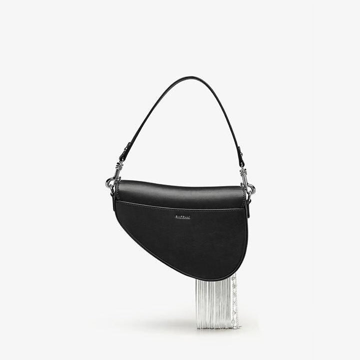 Luxury Leather Tassel Crossbody Saddle Bag for Women