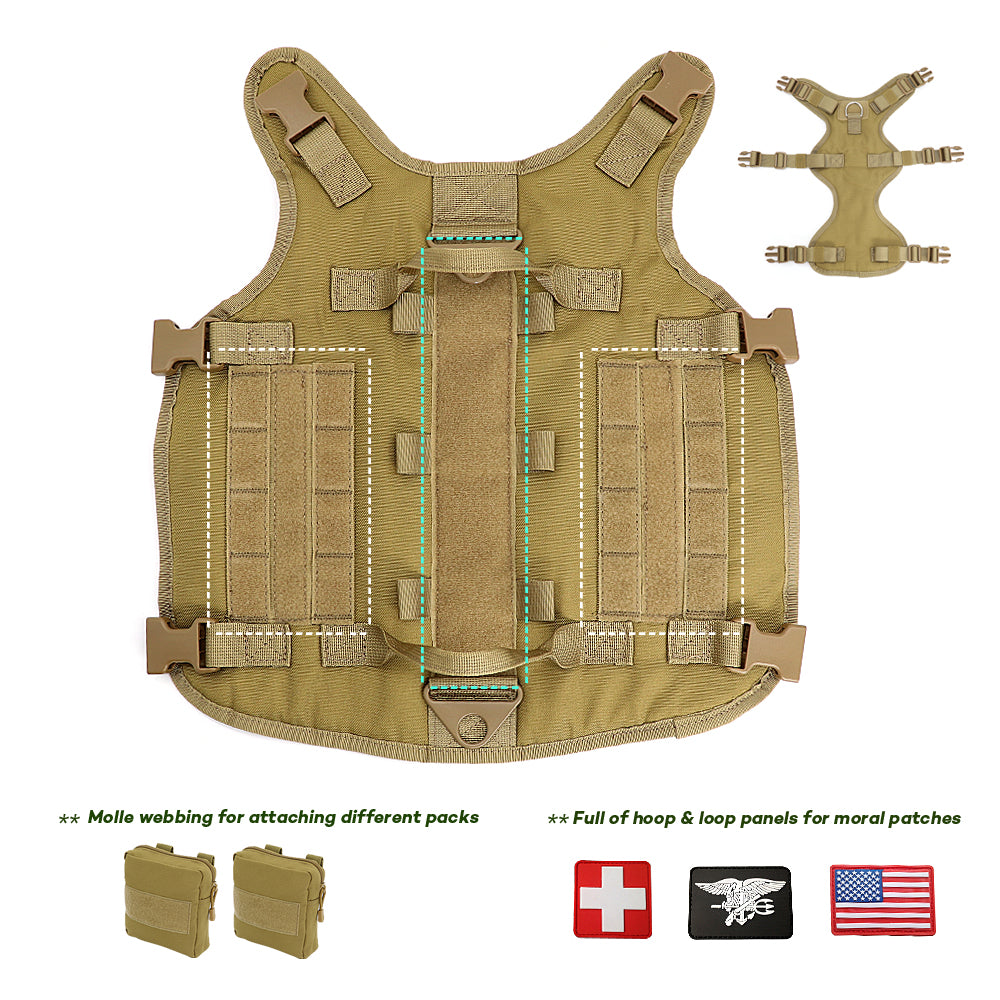 Adjustable Dog Tactical Harness Molle Vest