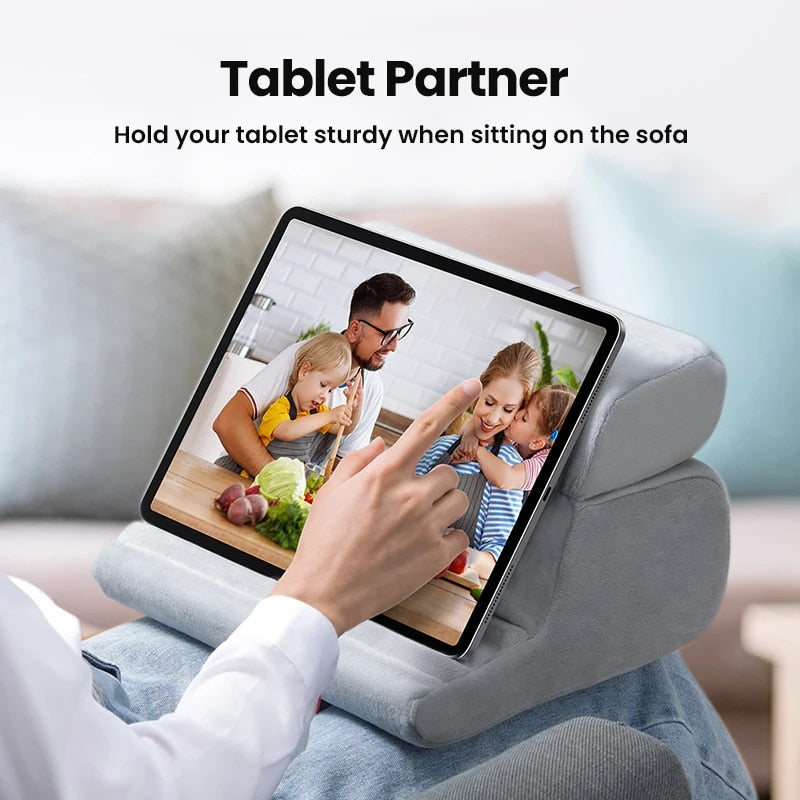 Adjustable Tablet & Phone Pillow Stand - Foldable & Portable Design for All Devices