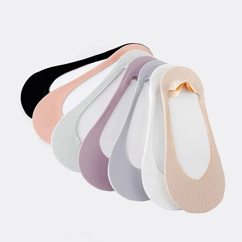 7 Pairs of Summer Ice Silk Invisible Socks - Cool & Breathable Non-Slip Design