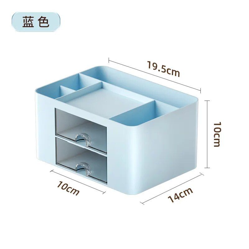 Compact Multifunctional Desk Organizer with Dual Drawers