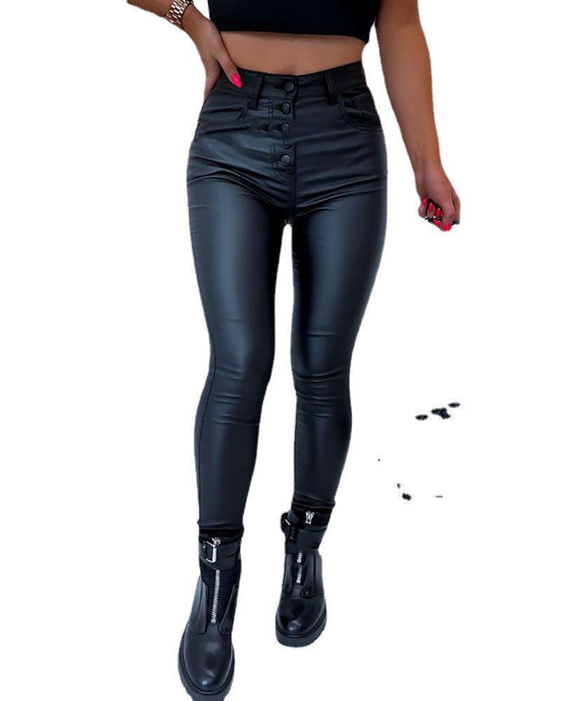 European And American Style New Black Leather Tights