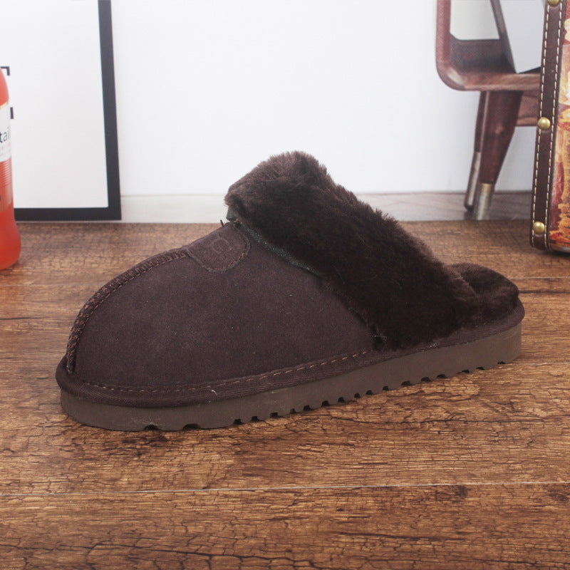 Men's And Women's Cowhide Toe Warm Slippers