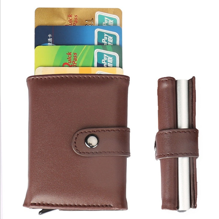 Antimagnetic card wallet aluminum anti-theft brush holder multi-card aluminum alloy card box coin purse leather wallet