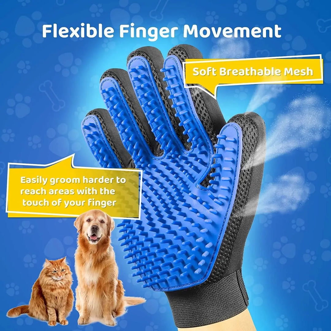 2-in-1 Pet Grooming & Deshedding Gloves - Perfect for Dogs, Cats & More