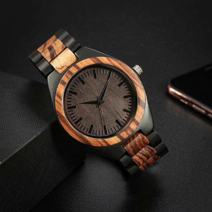 Men's And Women's Large Dial Wood Quartz Watch