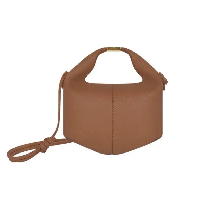 Leather Dumpling-Shaped Tote Bag