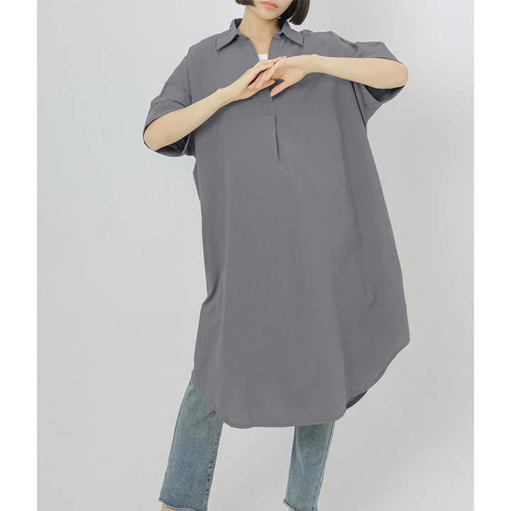 4 Color Cotton Linen Dress Women's Short Sleeve Loose