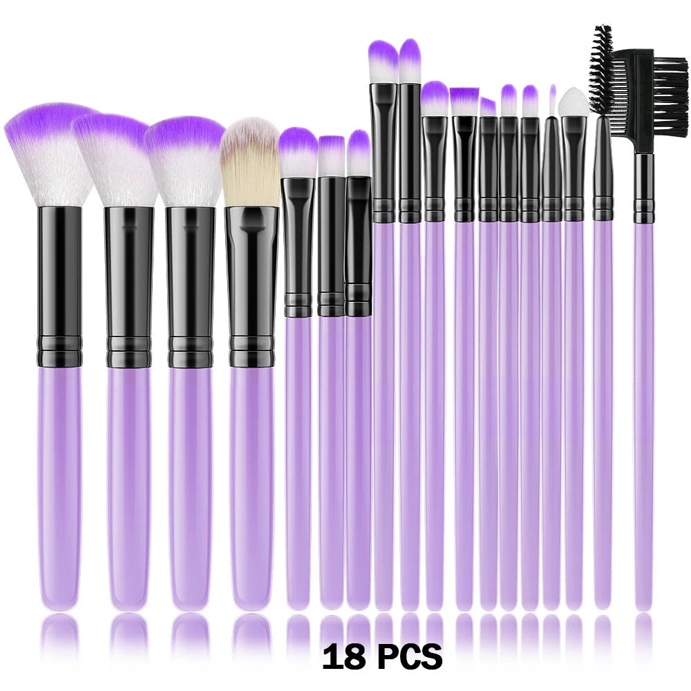 18Pcs Makeup Brush Set – Soft Fluffy Foundation, Eyeshadow, Kabuki Blending & Beauty Cosmetic Brushes