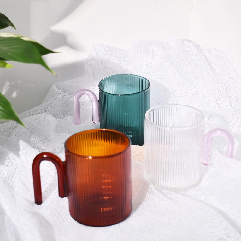 Heat Resistant Glass Mug with Colorful Handle