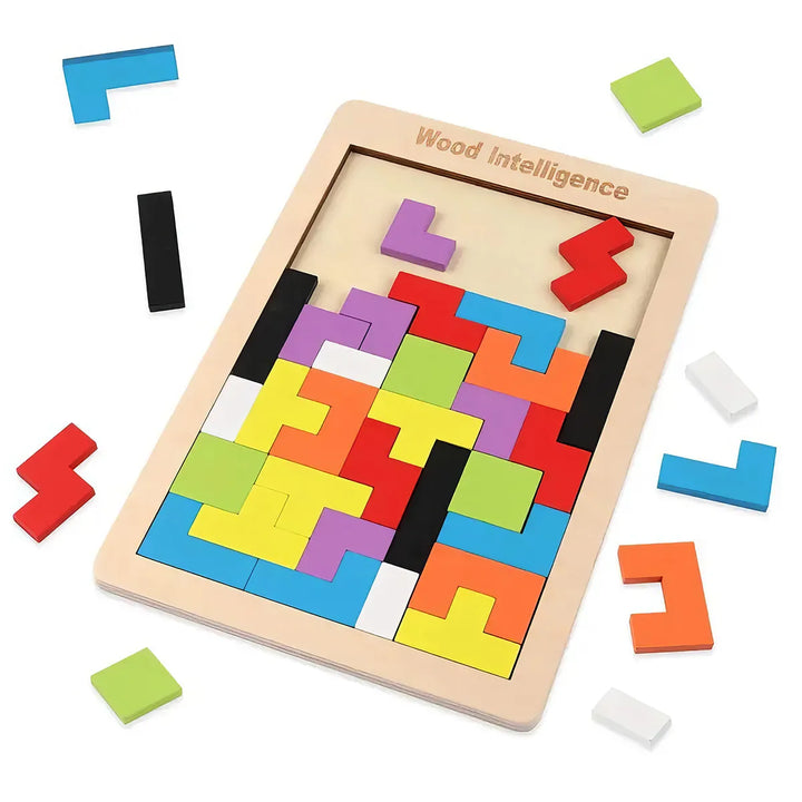 Colorful Wooden Tangram Puzzle: Educational Fun for Restless Children