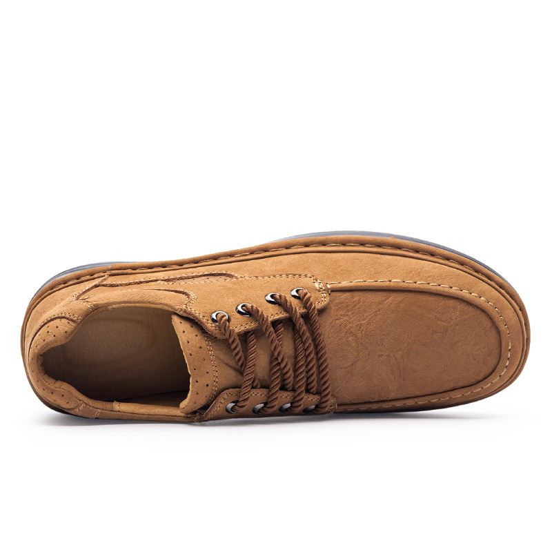 CAMEL CROWN Zapatos casuales para exteriores antideslizantes cómodos de cuero de vaca esmerilado para hombres