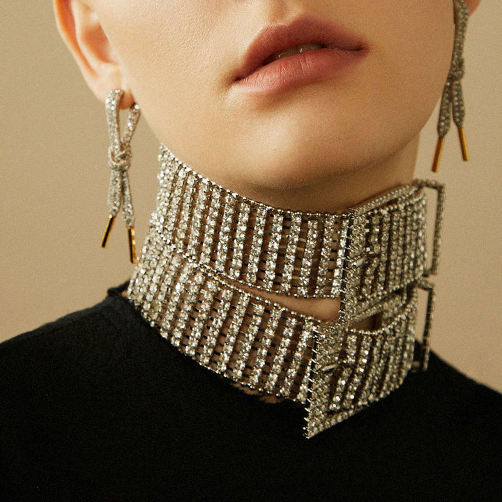 Women's Personalised Belted Multi-layered Rhinestone Necklace