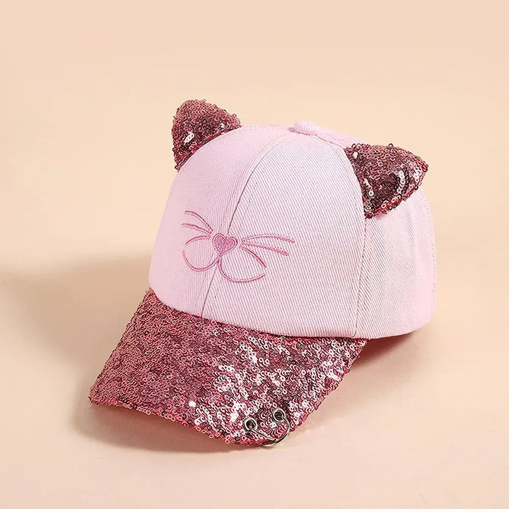 Korean Cat Embroidery Kids Baseball Cap