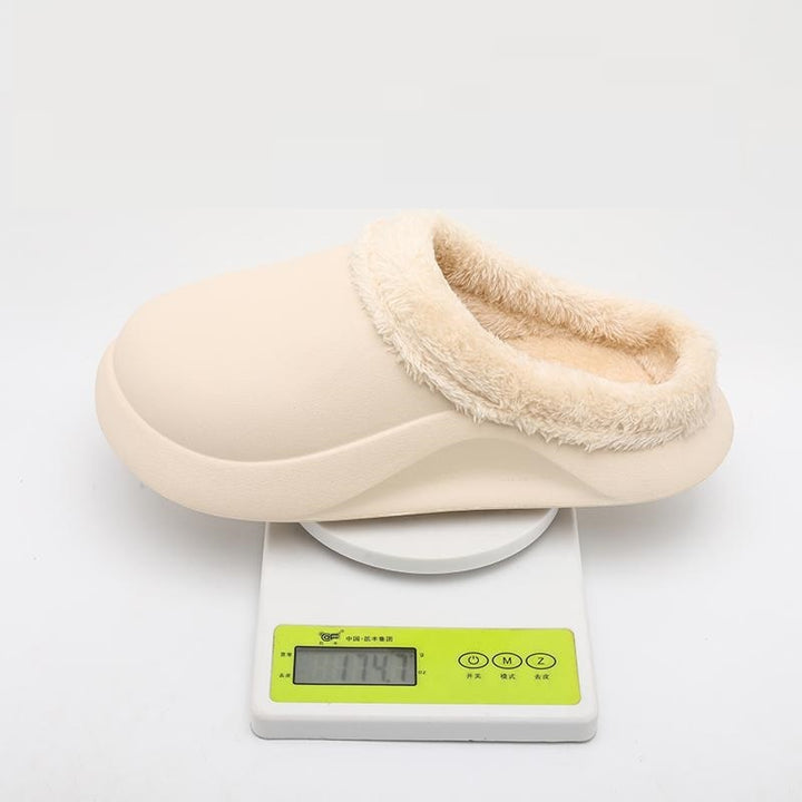 Beige Warm Cotton Slippers Slip-on Heelless Lazybones' Shoes