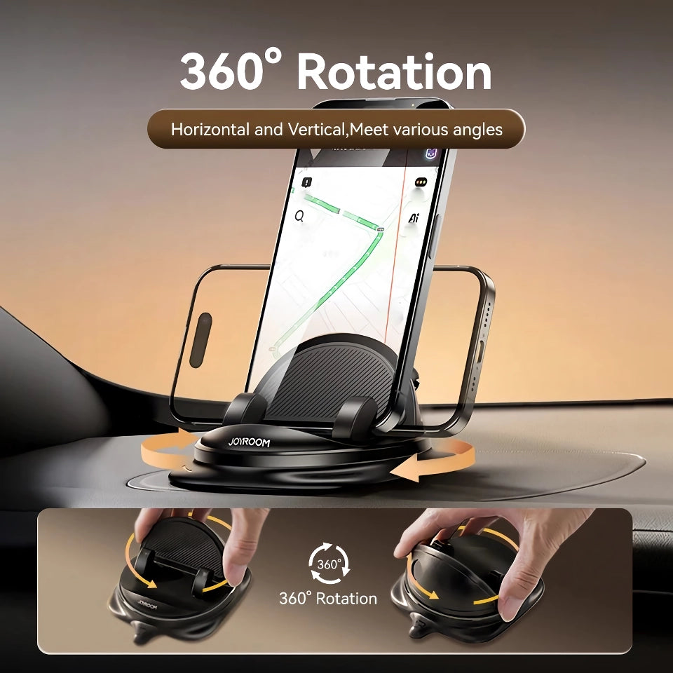 Universal 360° Rotation Dashboard Car Phone Holder - Silicone Mount for One-Handed Operation