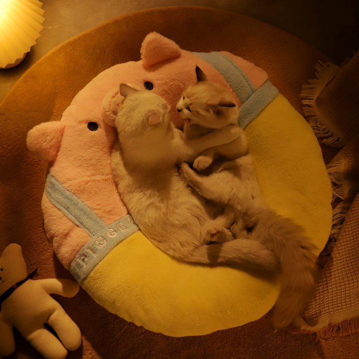 Pink Pig Shaped Cat Bed