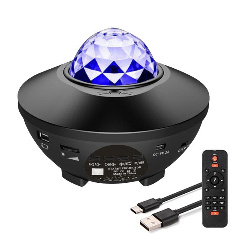 Galaxy & Ocean Wave Projector Night Light with Bluetooth Speaker