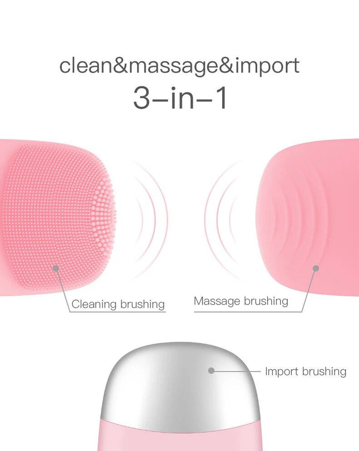 3-in-1 Electric Silicone Facial Cleansing Brush: Deep Pore Cleaning & Massaging