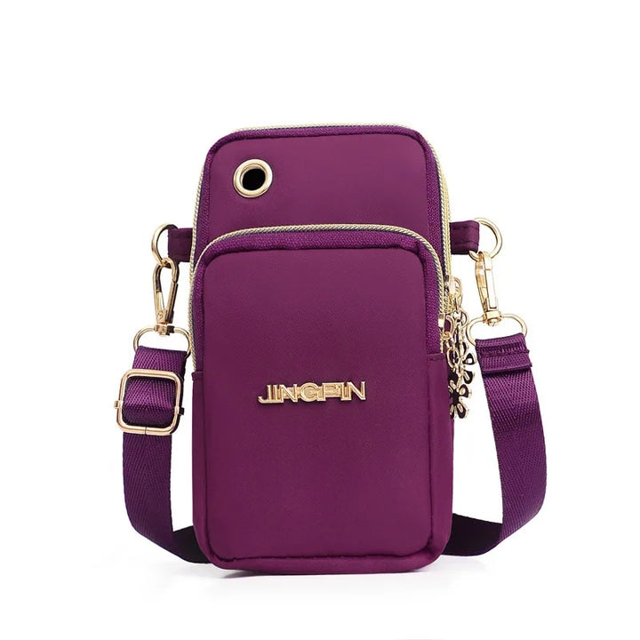 Fashionable Women's Crossbody Phone Bag with Multi-Function Pockets and Headphone Plug