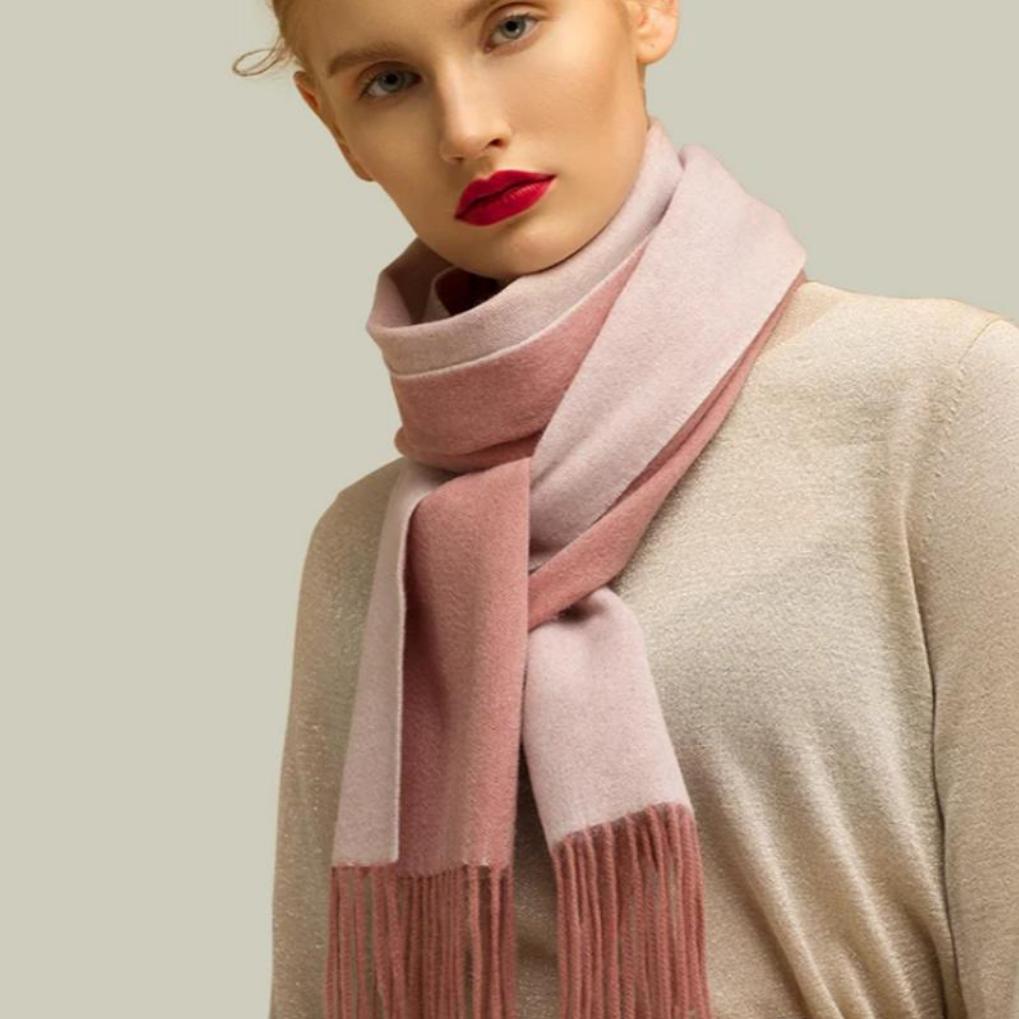 Luxurious Double-Sided Wool Scarf - Cashmere Pashmina Shawl & Wrap